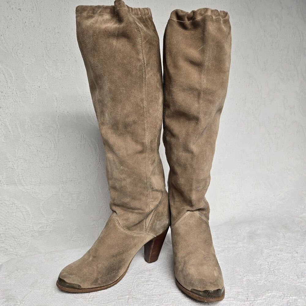 Zodiac USA Brown Suede Leather Slouchy Knee High Boots Women 8 Vintage Boho 70s